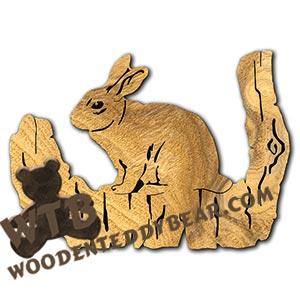 Rustic Wood Slab - Rabbit | Fretwork Scroll Saw Pattern | Wooden Teddy Bear