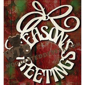 Season's Greetings Wreath | Fretwork Scroll Saw Pattern | Wooden Teddy Bear