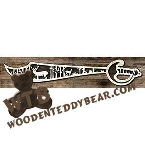 Sword - Deer Nature Scene | Fretwork Scroll Saw Pattern | Wooden Teddy Bear