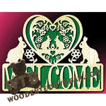 Bunnies & Hearts Welcome | Fretwork Scroll Saw Pattern | Wooden Teddy Bear