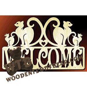 Cats Welcome | Fretwork Scroll Saw Pattern | Wooden Teddy Bear