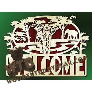 Elephant Welcome | Fretwork Scroll Saw Pattern | Wooden Teddy Bear