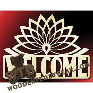 Lotus Flower Welcome | Fretwork Scroll Saw Pattern | Wooden Teddy Bear