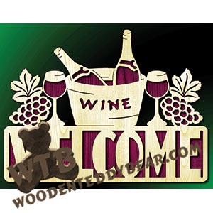 Wine Welcome | Fretwork Scroll Saw Pattern | Wooden Teddy Bear