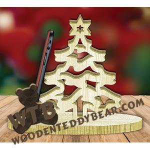 Christmas Tree Cell Phone Stand | Fretwork Scroll Saw Pattern | Wooden Teddy Bear