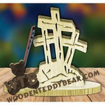 Crosses Cell Phone Stand | Fretwork Scroll Saw Pattern | Wooden Teddy Bear