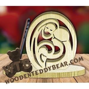 Holy Family Cell Phone Stand | Fretwork Scroll Saw Pattern | Wooden Teddy Bear