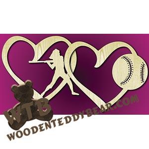 Love Softball Set | Fretwork Scroll Saw Pattern | Wooden Teddy Bear