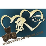 Love Swimming Set | Fretwork Scroll Saw Pattern | Wooden Teddy Bear