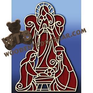 Stylized Angel Nativity | Fretwork Scroll Saw Pattern | Wooden Teddy Bear