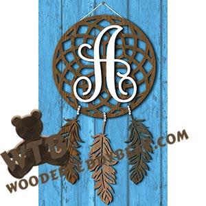 Single Letter Monogram Dream Catcher | Fretwork Scroll Saw Pattern | Wooden Teddy Bear