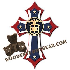 Stacked Cross - Police Officer | Fretwork Scroll Saw Pattern | Wooden Teddy Bear