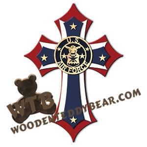 Stacked Cross - US Air Force | Fretwork Scroll Saw Pattern | Wooden Teddy Bear