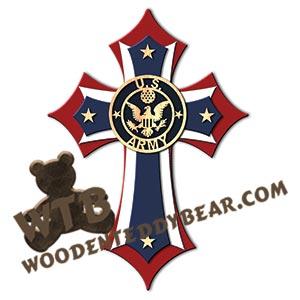 Stacked Cross - US Army | Fretwork Scroll Saw Pattern | Wooden Teddy Bear