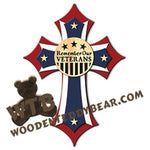 Stacked Cross - US Veterans | Fretwork Scroll Saw Pattern | Wooden Teddy Bear