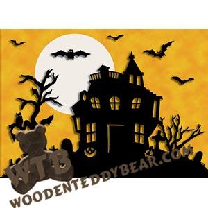 Haunted House Scene fretwork scroll saw pattern |The Wooden Teddy Bear
