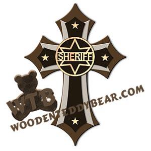 Stacked Cross - Sheriff | Fretwork Scroll Saw Pattern | Wooden Teddy Bear