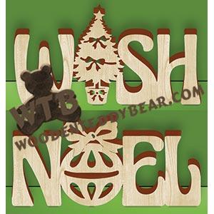 Wish & Noel | Fretwork Scroll Saw Pattern | Wooden Teddy Bear