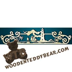 Door Topper - Beach Scene | Fretwork Scroll Saw Pattern | Wooden Teddy Bear