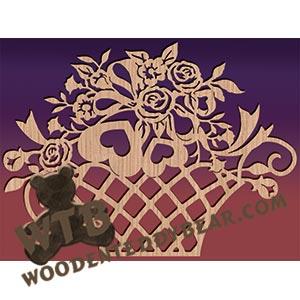 Flower Basket | Fretwork Scroll Saw Pattern | Wooden Teddy Bear