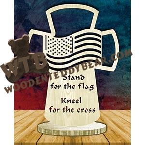 Freestanding American Flag Cross | Fretwork Scroll Saw Pattern | Wooden Teddy Bear