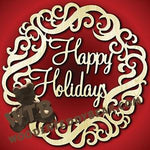 Happy Holidays Wreath | Fretwork Scroll Saw Pattern | Wooden Teddy Bear