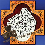 Holy Family in Cross | Fretwork Scroll Saw Pattern | Wooden Teddy Bear