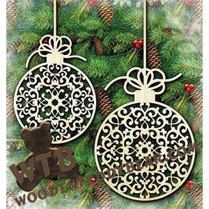 Two Decorative Baubles | Fretwork Scroll Saw Pattern | Wooden Teddy Bear