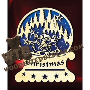 Snow Globe - Santa & Sleigh #2 | Fretwork Scroll Saw Pattern | Wooden Teddy Bear