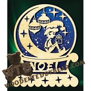 Snow Globe - Elf on Moon | Fretwork Scroll Saw Pattern | Wooden Teddy Bear