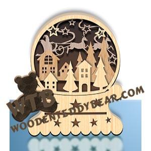 Snow Globe Light Box - Night Before Christmas | Fretwork Scroll Saw Pattern | Wooden Teddy Bear