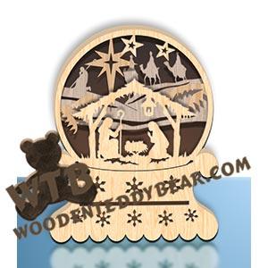 Snow Globe Light Box - Nativity | Fretwork Scroll Saw Pattern | Wooden Teddy Bear