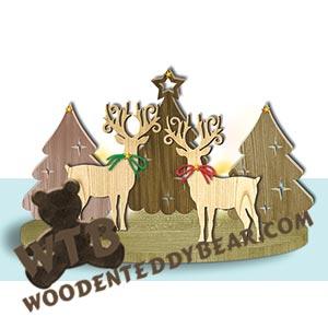 Trees & Deer | Fretwork Scroll Saw Pattern | Wooden Teddy Bear