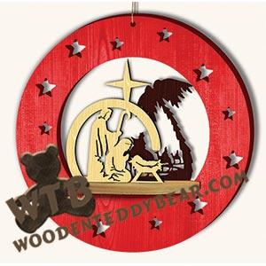 Round Hanger - Nativity | Fretwork Scroll Saw Pattern | Wooden Teddy Bear