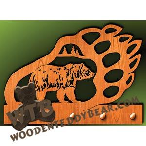 Key Hanger - Bear Paw | Fretwork Scroll Saw Pattern | Wooden Teddy Bear