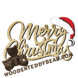 Merry Christmas Word Art | Fretwork Scroll Saw Pattern | Wooden Teddy Bear