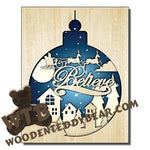 Layered Santa Sleigh Scene | Fretwork Scroll Saw Pattern | Wooden Teddy Bear