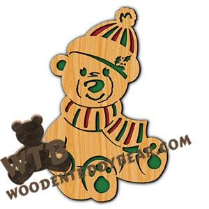 Christmas Bear | Fretwork Scroll Saw Pattern | Wooden Teddy Bear