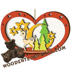 Fawn Heart Hanger | Fretwork Scroll Saw Pattern | Wooden Teddy Bear