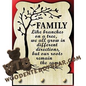 Key Hanger - Family Roots | Fretwork Scroll Saw Pattern | Wooden Teddy Bear