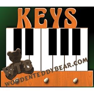 Key Hanger - Piano Keys | Fretwork Scroll Saw Pattern | Wooden Teddy Bear