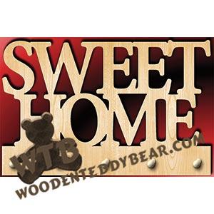 Key Hanger - Sweet Home | Fretwork Scroll Saw Pattern | Wooden Teddy Bear