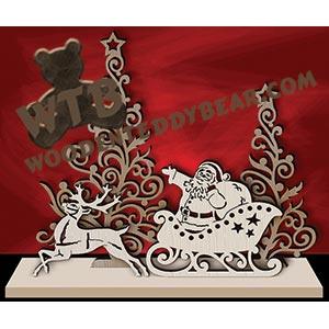 Christmas Scene on Base | Fretwork Scroll Saw Pattern | Wooden Teddy Bear