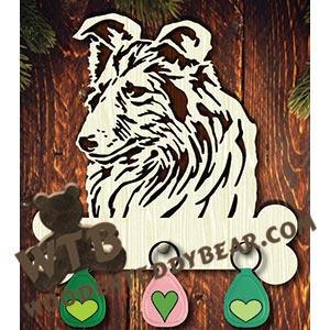 Dog Key Hanger - Sheltie | Fretwork Scroll Saw Pattern | Wooden Teddy Bear