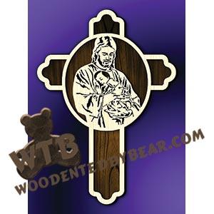 Jesus Holding Baby Cross | Fretwork Scroll Saw Pattern | Wooden Teddy Bear