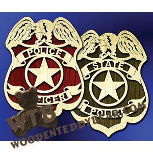 Police Officer / State Police Plaques | Fretwork Scroll Saw Pattern | Wooden Teddy Bear