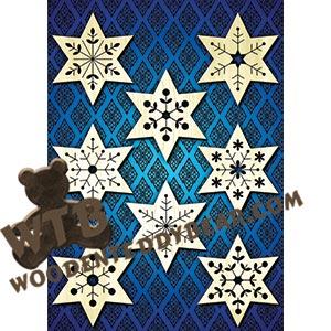 Six-Sided Star Ornaments | Fretwork Scroll Saw Pattern | Wooden Teddy Bear