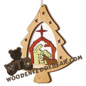 Tree Hanger - Nativity | Fretwork Scroll Saw Pattern | Wooden Teddy Bear