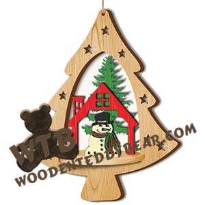 Tree Hanger - Snowman | Fretwork Scroll Saw Pattern | Wooden Teddy Bear