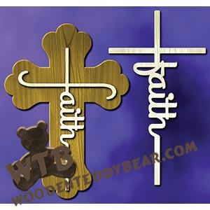 Word in Cross - Faith | Fretwork Scroll Saw Pattern | Wooden Teddy Bear